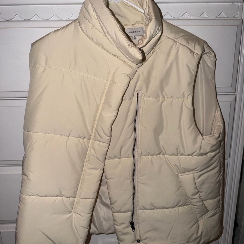 Pacsun Padded Cream Vest